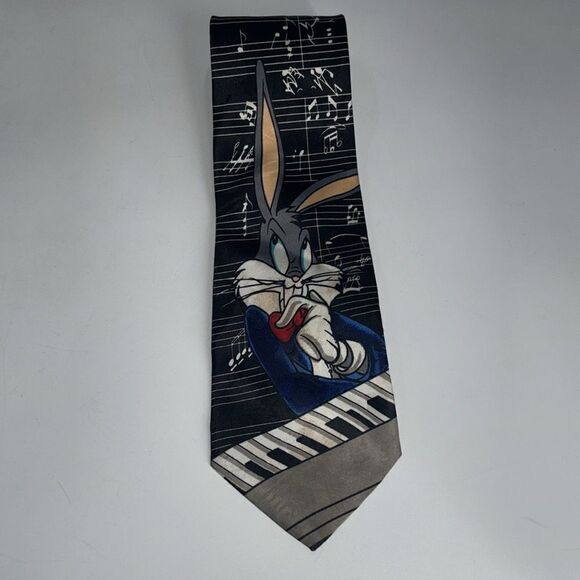 Vintage Looney Tunes Tie Bugs Bunny with Music Notes and Keyboard - Picture 7 of 7